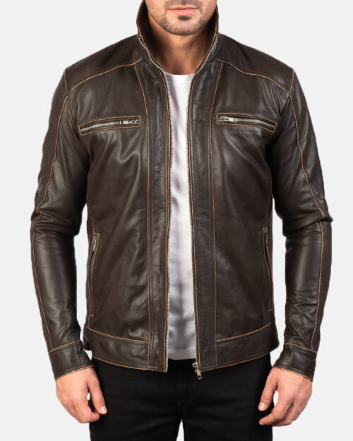 Boden Brown Leather Biker Jacket